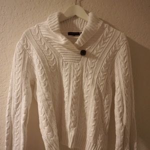 Jeanne Pierre cable knit white sweater SZ m